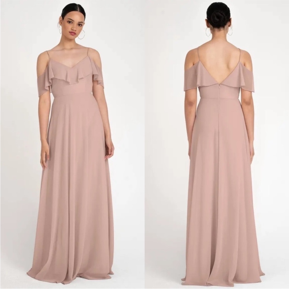 Jenny Yoo Collection BHLDN Ruffle Cold Shoulder Mila Gown Dress Size 4 US